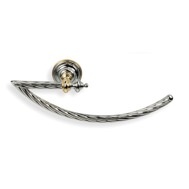 StilHaus G07-02 Chrome and Gold Finish Classic-Style Brass Towel Ring